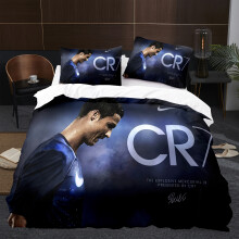 (Style 4, 3pcs(200X200cm)) Football fan gift bedding duvet cover, football star CR7 Ronaldo 3D printed duvet cover