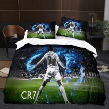 (Style 6, 3pcs(200X200cm)) Football fan gift bedding duvet cover, football star CR7 Ronaldo 3D printed duvet cover