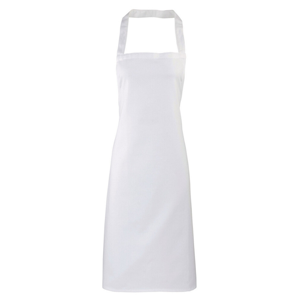 (One Size, White) Premier Unisex Adult Cotton Bibbed Apron