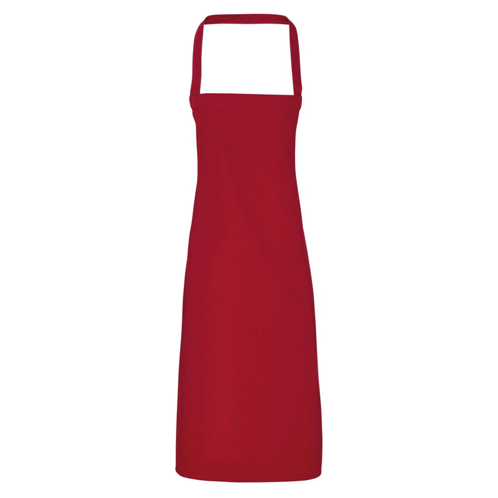 (One Size, Burgundy) Premier Unisex Adult Cotton Bibbed Apron