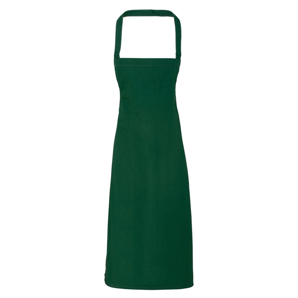 (One Size, Bottle Green) Premier Unisex Adult Cotton Bibbed Apron