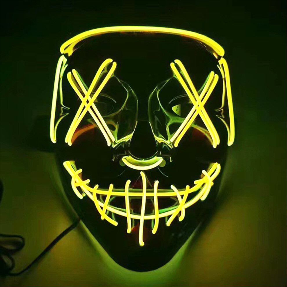 (Fluorescent Yellow) Halloween Glow Cosplay Mask Wireless Bar Music Festival Neon Purification mask Carnival-image-OPC-PFBFDDQ-NEW