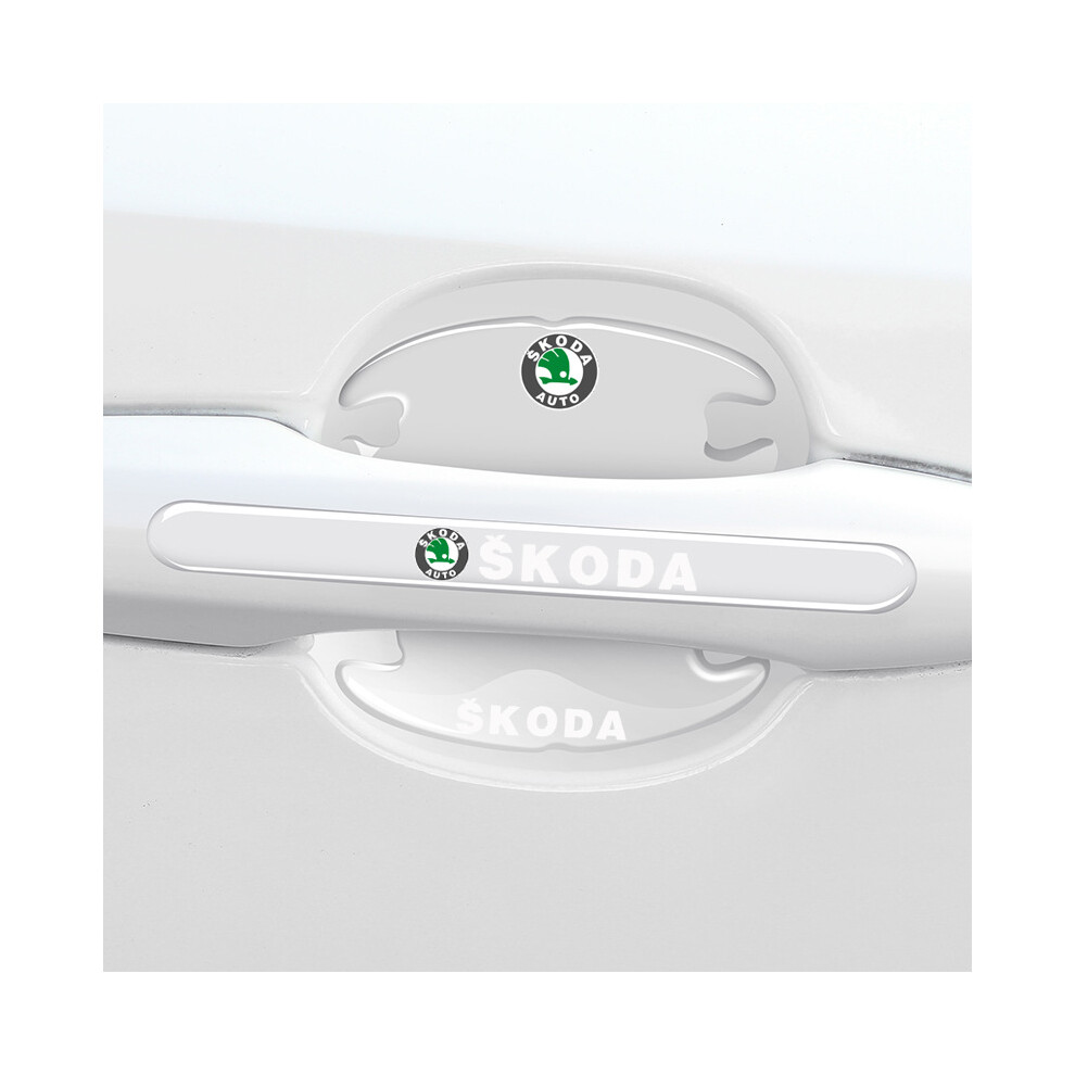 (For Skoda) 8x Car Door Handle Bowl Anti-Scratch Cover Guard Protector Stickers