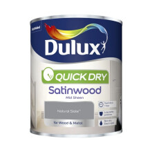 Dulux Quick Dry Satinwood 750ml Natural Slate - Mid-Sheen, Water-Borne Wood & Metal Paint, Self-Undercoating & Wipeable (Interior)