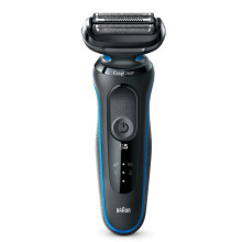 Elektrische scheerapparaat - BRAUN - SERIE 5 51-B1000s - 50 min autonomie - Zwart/Blauw - Wasbare kop