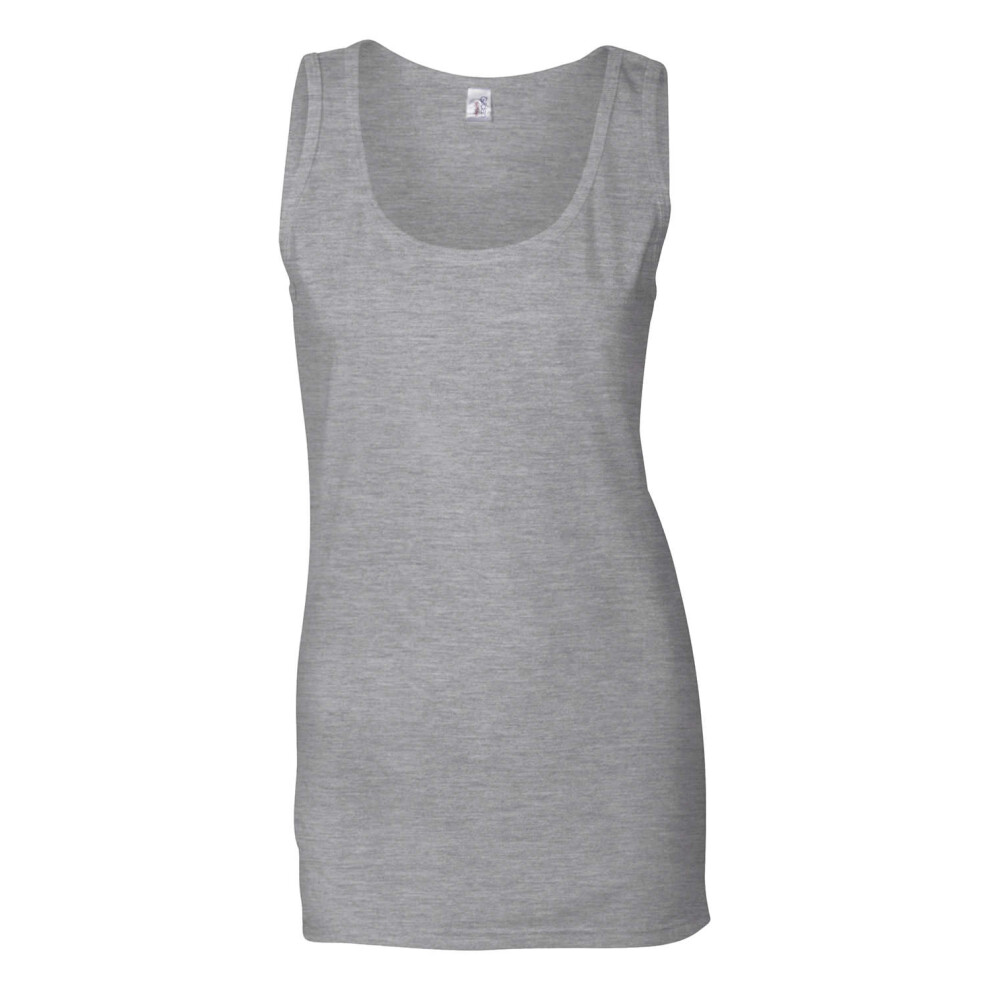 (14 UK, Sports Grey) Gildan Womens/Ladies Soft Tank Top