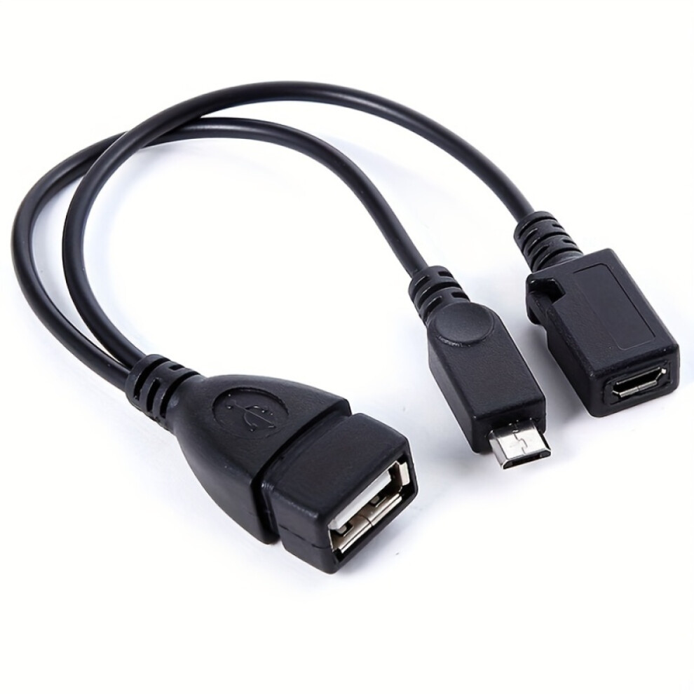 Kingliang (Black) 2-In-1 Otg Micro Usb Y Splitter With Dual Usb Ports Micro 5 Pin Connectors Durable Pet And Matte Finish