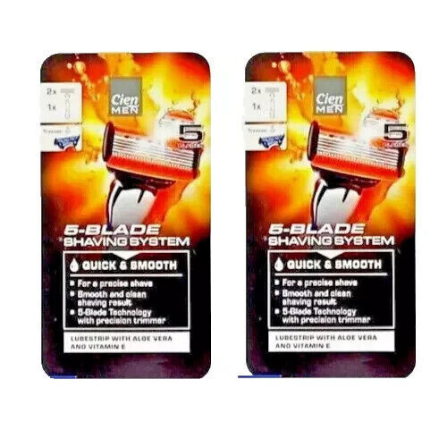 Cien Men Dynamic 5 Pro Razor Blades - 4 Replacement Blades (2 Packs) for Shark 5-Blade System