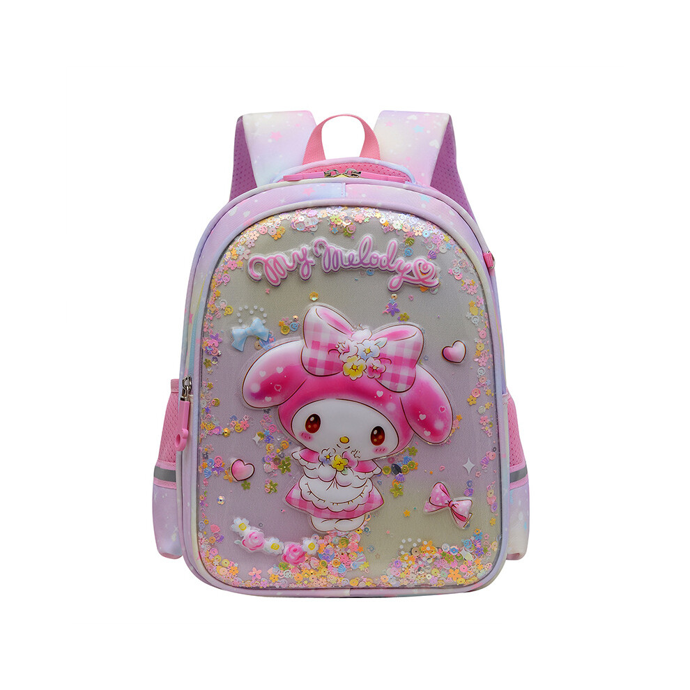 (Purple Style One) Kurumi Stylish My Melody Preschool Backpack For Kids Large Capacity Waterproof And Easy To Carry