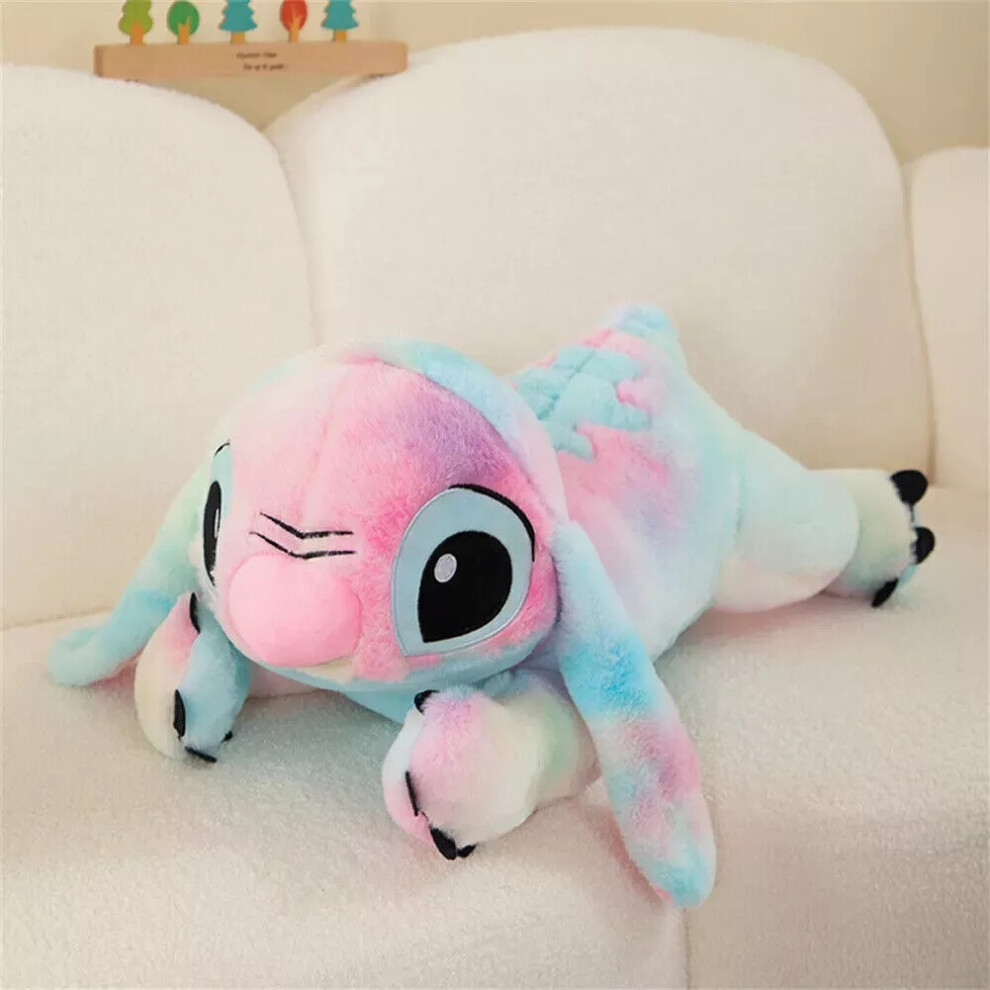 (Rainbowï¼50-60cmï¼) 100cm Lilo & Stitch Plush Stuffed Doll Soft Large Stuffed Sleeping Christmas Gift Toys