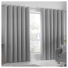 (SILVER, 66 x 54) Blackout Curtain Pair Eyelet Ring Top Ready Made