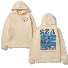 (Beige, M) Autumn Men's Women's Hoodie SZA Music Album SOS Pattern Hooded Sweatshirt