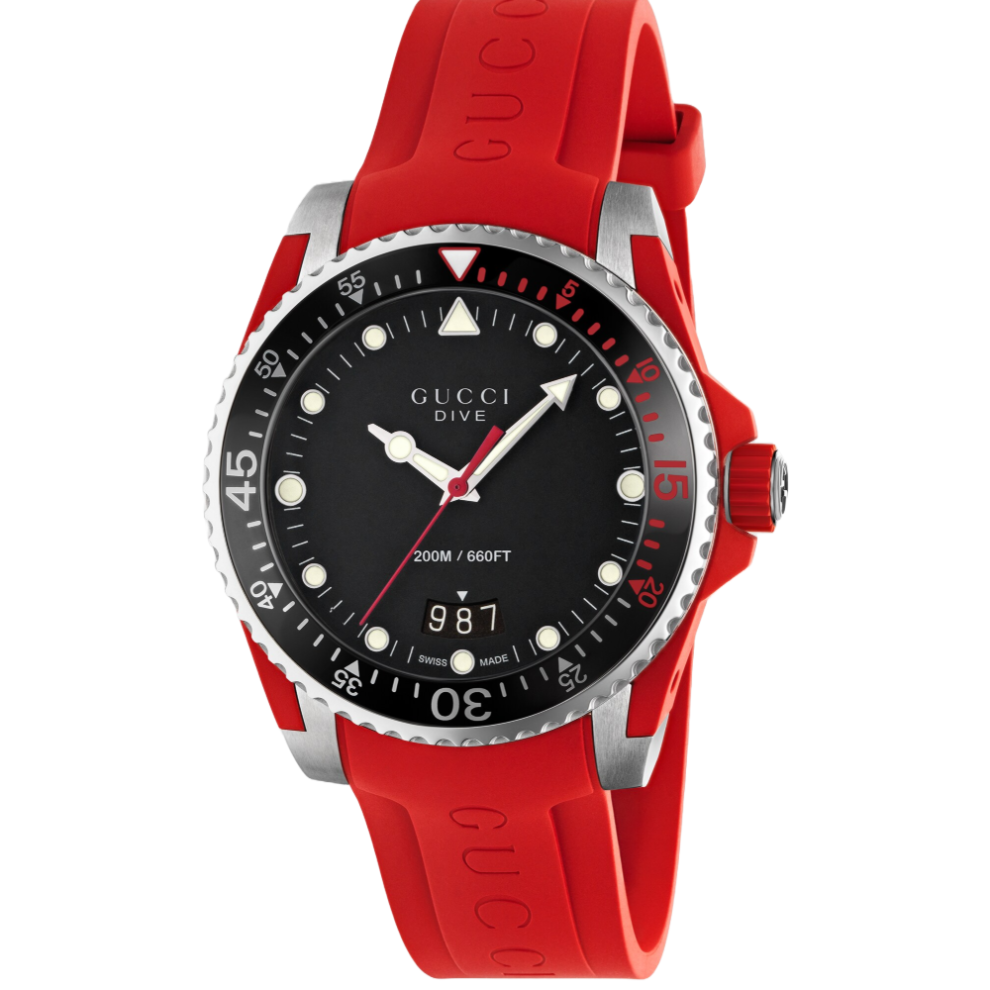 Gucci Ya136309 Dive Dial Silicone Men's Watch Black