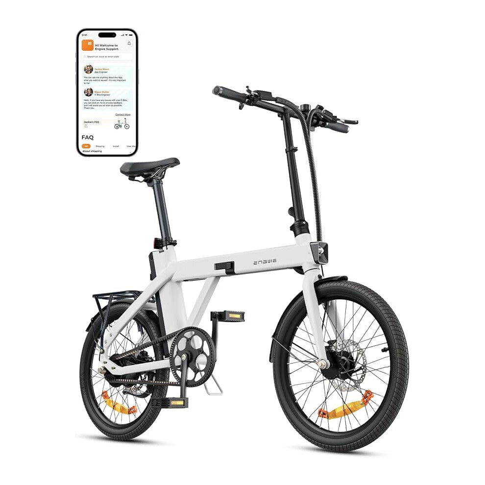 (White ) ENGWE P20 Folding Electric Bike|Removable Battery|36V 9.6Ah for 100km|250W Motor