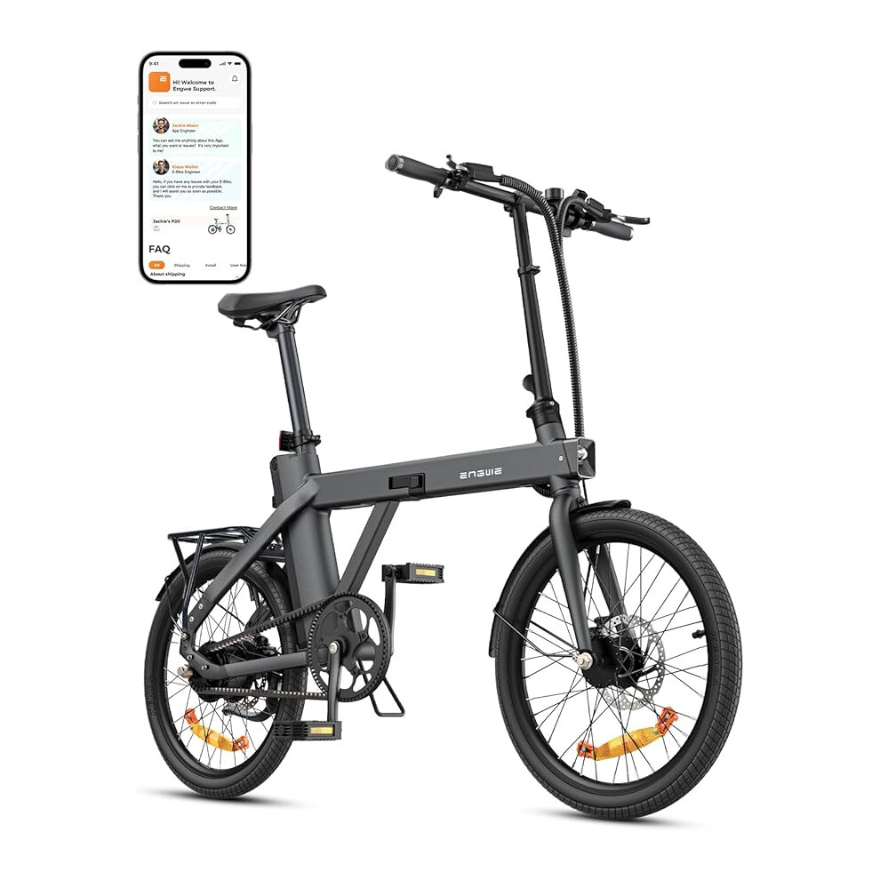 (Black) ENGWE P20 Folding Electric Bike|Removable Battery|36V 9.6Ah for 100km|250W Motor