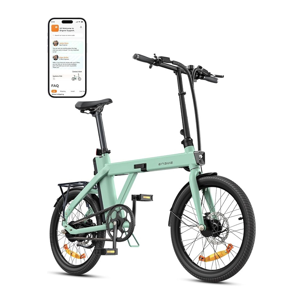 (Green) ENGWE P20 Folding Electric Bike|Removable Battery|36V 9.6Ah for 100km|250W Motor