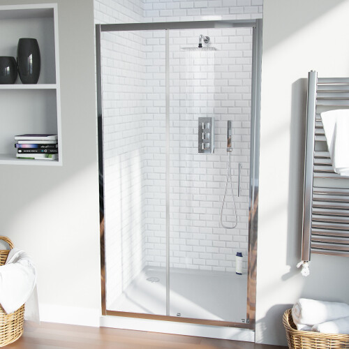 NES Home Shower 1000mm Sliding Door with 700 mm Frameless Glass Side Panel Screen 2