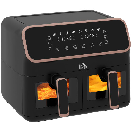 Homcom Dual Zone Air Fryer 8l Double Air Fryer With Syncfinish 2700w Homcom Dual Zone Air Fryer 8l Double Air Fryer With Syncfinish 2700w