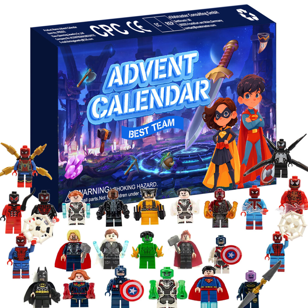 (Superhero Movie) Christmas Minecraft Figures 24 Days Countdown Advent Calendar Toys Surprise Xmas Gifts