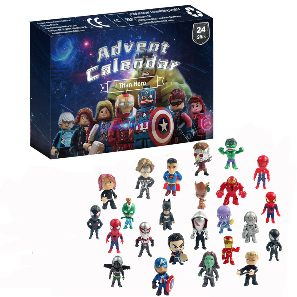 (Avengers B) Christmas Minecraft Figures 24 Days Countdown Advent Calendar Toys Surprise Xmas Gifts