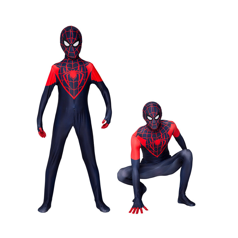 (Miles Spider-Man, Kid:150-160cm) Spiderman Halloween Cosplay Costume Party Cosplay Jumpsuit Fancy Dress Kids & Adult