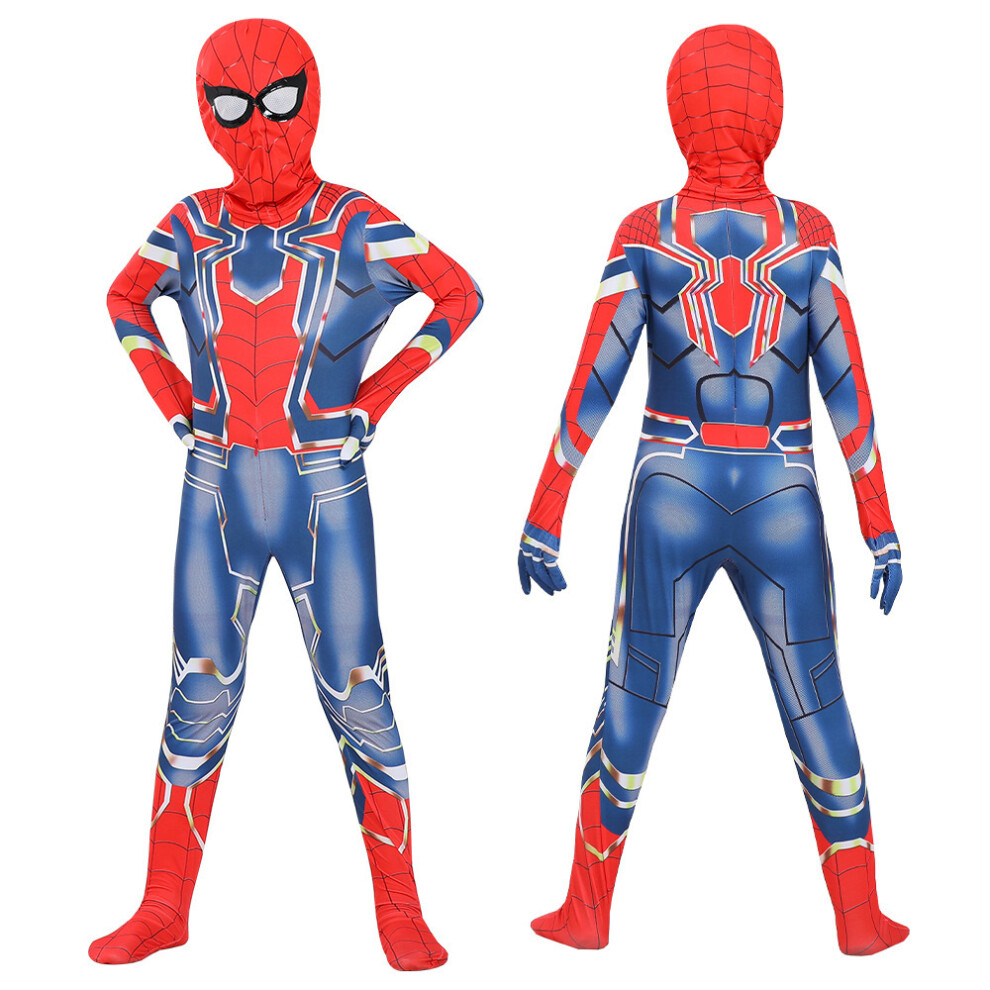 (Iron Spider Man 2, Kid:150-160cm) Spiderman Halloween Cosplay Costume Party Cosplay Jumpsuit Fancy Dress Kids & Adult