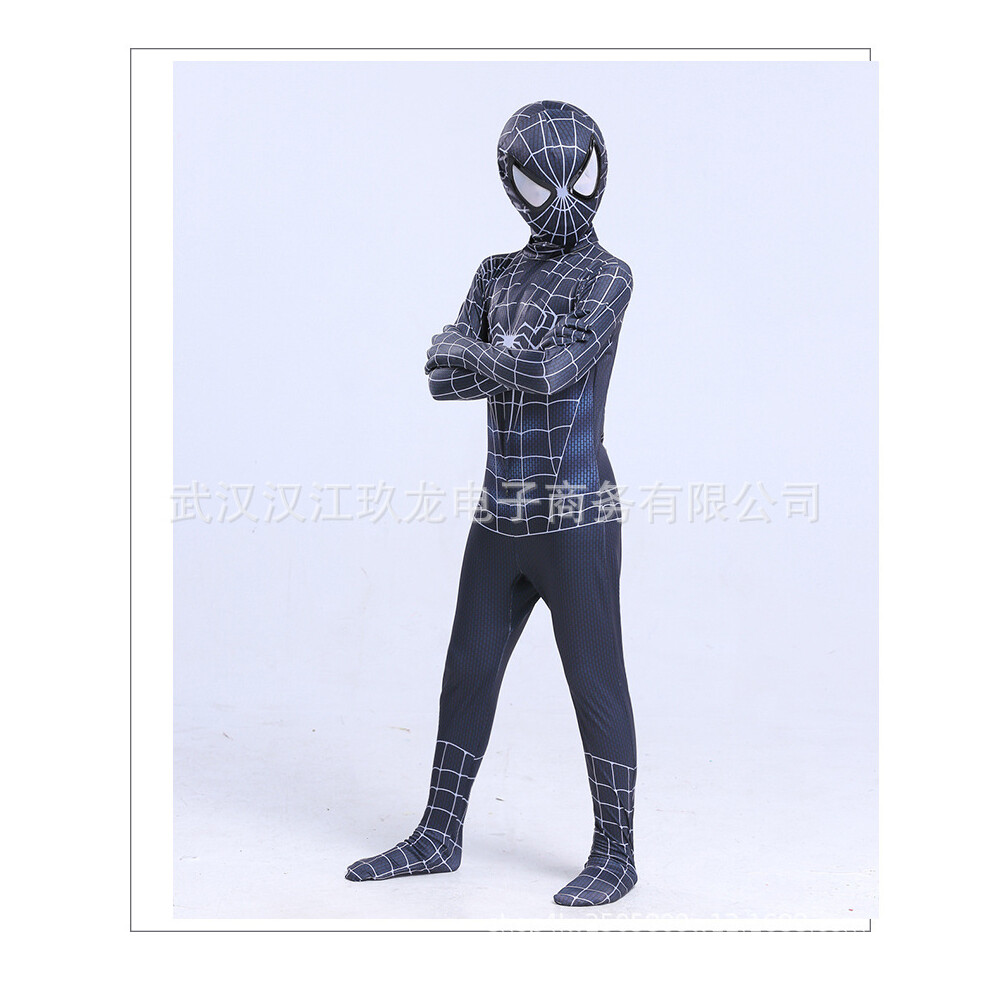 Photos - Fancy Dress  Spiderman Halloween Cosplay Costume Party Cosplay Jumpsuit  Kids & Adult Black,N(Spider-Man Noir, Kid:140-150cm)