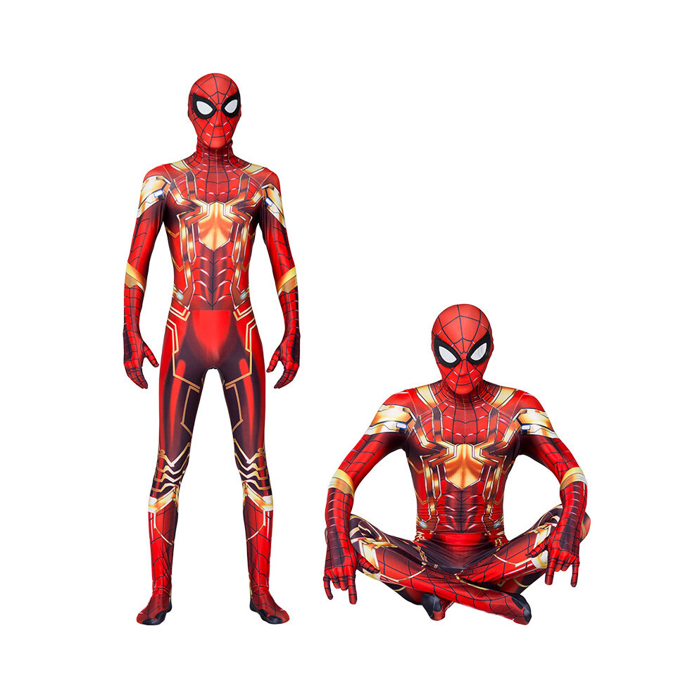 (Iron Spider, Kid:90-100cm) Spiderman Halloween Cosplay Costume Party Cosplay Jumpsuit Fancy Dress Kids & Adult