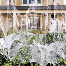 VEYLIN 60g Halloween Spider Web Decoration with 30pcs Fake Spiders Stretchable Halloween Cobwebs Halloween Decorations