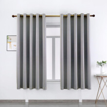 (Silver Grey, 66" x 54" - (168cm x 137cm)) Blackout Curtains Thermal Insulated Ringtop Curtain Pair with 2 Tie Backs