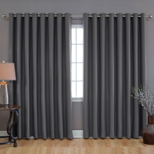 (Dark Grey, 66" x 72" - (168cm x 183cm)) Blackout Curtains Thermal Insulated Ringtop Curtain Pair with 2 Tie Backs