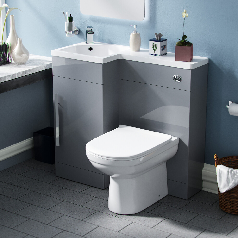 Grey LShape LH 900mm Vanity Cabinet and Toilet Set|Debra