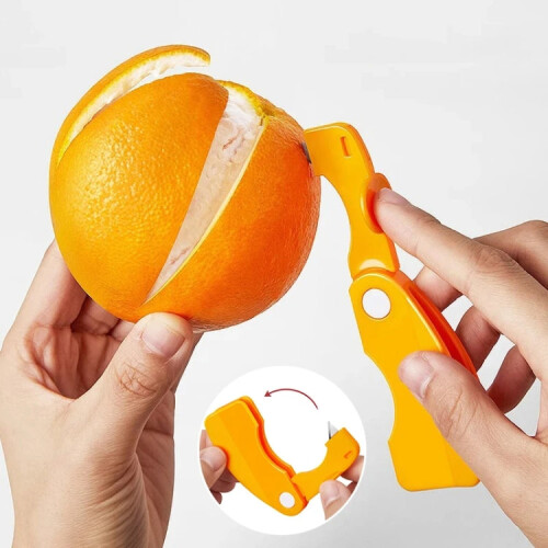 Foldable Orange Peeler Stripper Peeling Knife Kitchen Tool(Orange) 2