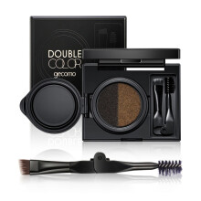 GECOMO Double Color Air Cushion Eyebrow Makeup Dye Palette With Eyebrow Brush(Grey)