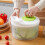 Multifunctional Vegetable Dehydrator Large Capacity Kitchen Drain Basket Household Grater Slicer(Green) 2