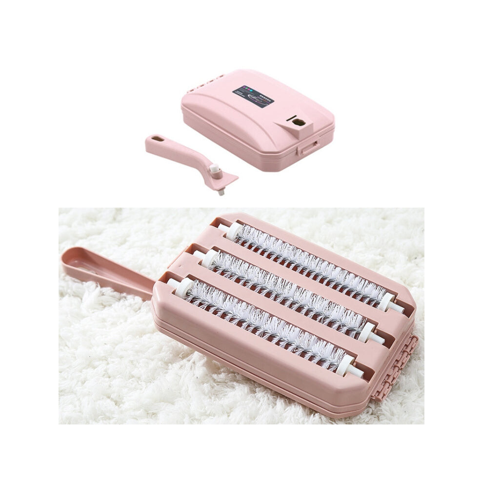 Three-row Brush Handheld Carpet Sweeper Brush Sofa Bed Pet Hair Debris Crumb Dirt Fur Cleaner Roller Cleaning Tools, Random Color Delivery-image-OPC-PFBGVXY-NEW