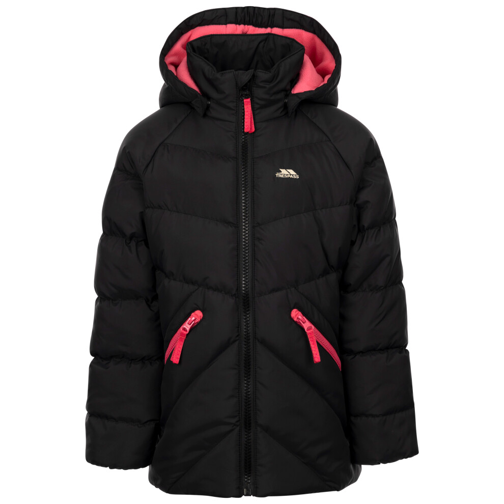 (3-4 Years, Black) Trespass Kids Padded Jacket with Hood Annah