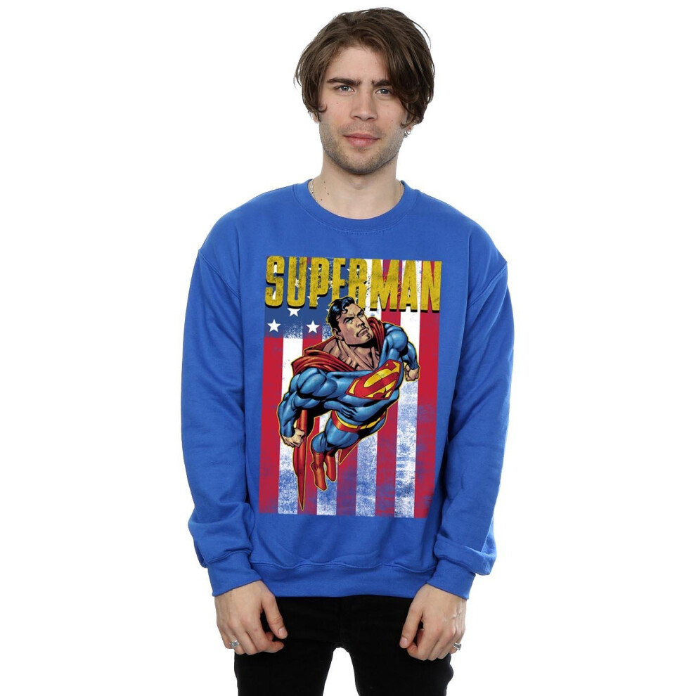 (XL, Royal Blue) Superman Mens Flight Sweatshirt