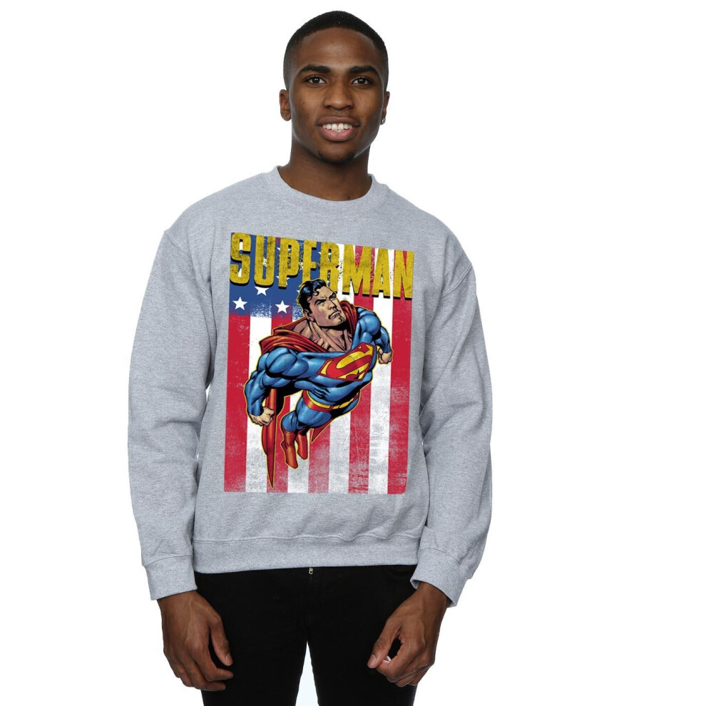 (L, Sports Grey) Superman Mens Flight Sweatshirt