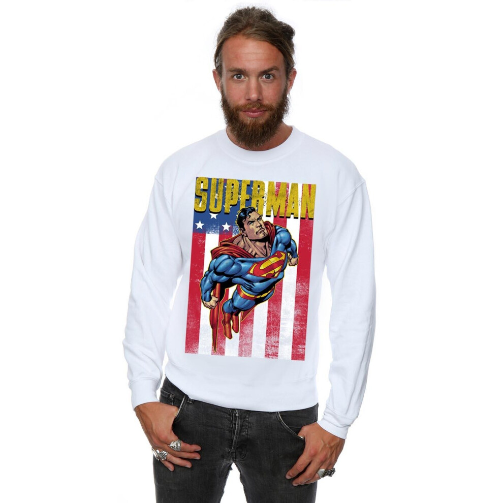 (M, White) Superman Mens Flight Sweatshirt