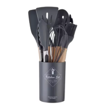(Grey) 12 Pieces Silicone Kitchen Cookware Utensils
