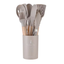 (Cream) 12 Pieces Silicone Kitchen Cookware Utensils