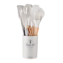 (White) 12 Pieces Silicone Kitchen Cookware Utensils