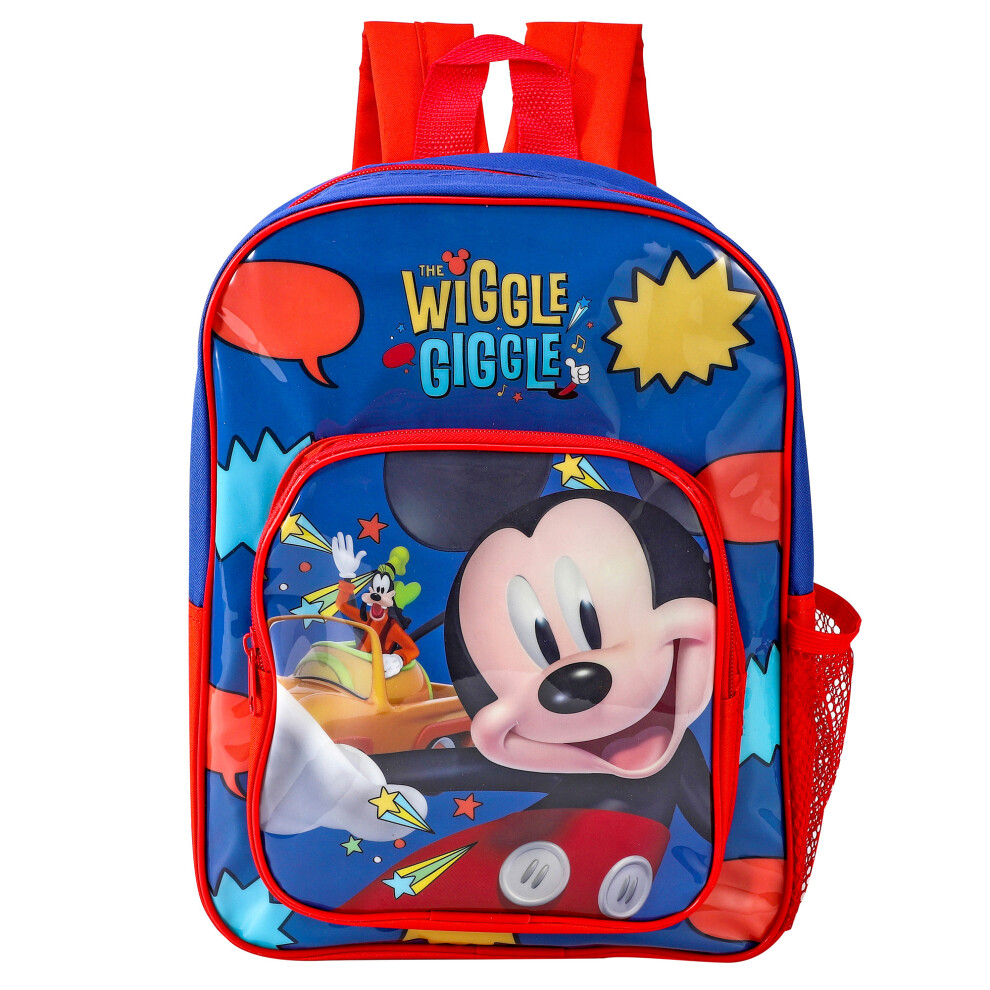 Disney Mickey Mouse Wiggle Giggle Deluxe Backpack Boys Children School Blue