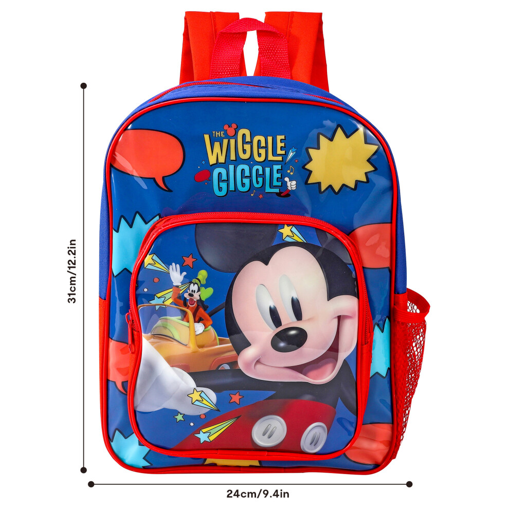 Mickey Mouse Wiggle Giggle Deluxe Backpack Boys Blue Children School on OnBuy