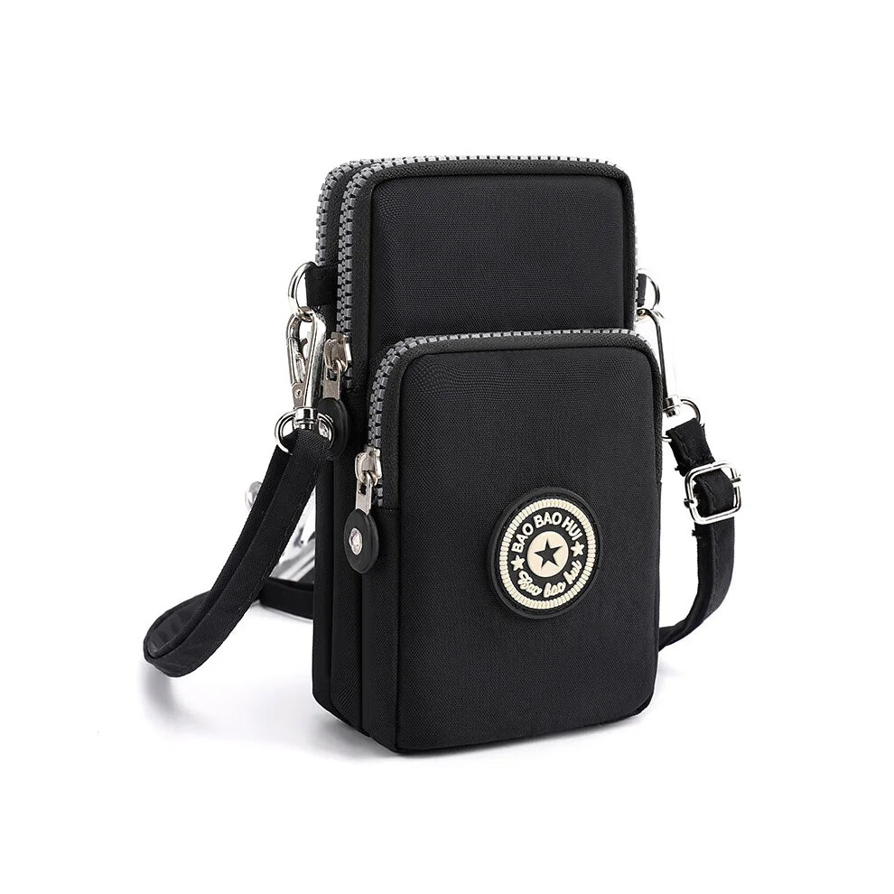 (black) Shoulder Bag Nylon Women Mobile Phone Bag Mini Messenger Purse