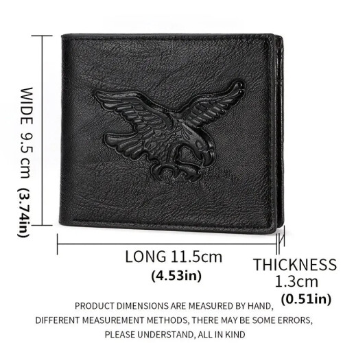 (k3256 black) Mens Wallet 3D Eagle Relief Pattern 2