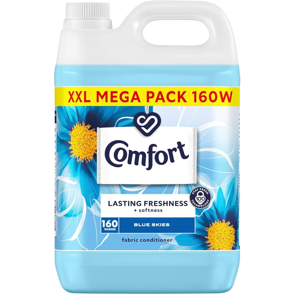 Comfort Blue Skies Fabric Conditioner with Stay Fresh technology for 100 days of freshness + fragrance* 160 washes (4.8 L)