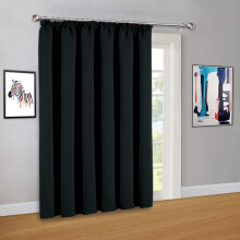 (BLACK, 66 x 84 DOOR CURTAIN) Living Room Curtains Pencil Pleat Ready Made Drape