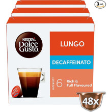 NESCAFÉ Dolce Gusto Lungo Decaf Coffee Pods - total of 48 Coffee Capsules - Decaffeinated Coffee (3 Packs)